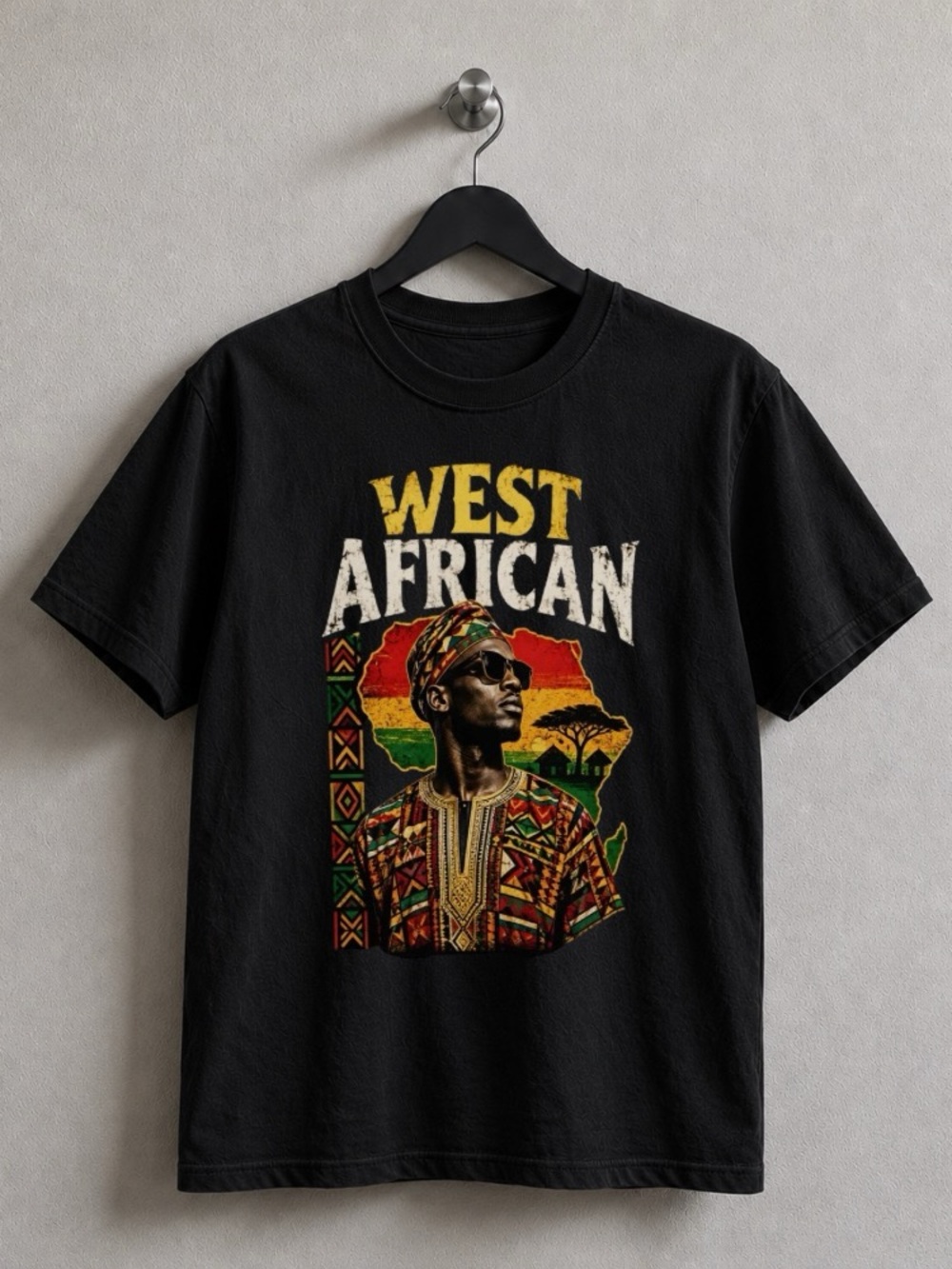 West African Graphic Tee in Black
